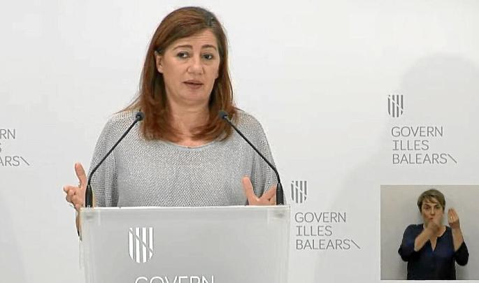 Francina Armengol durante la rueda de prensa ayer por la tarde.