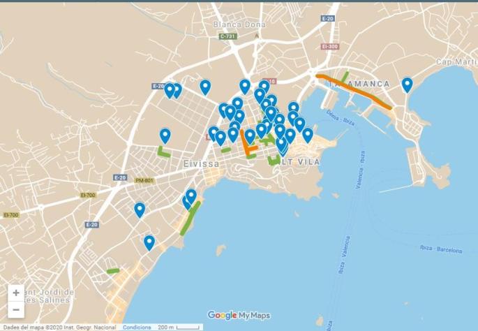 Mapa de los aparcamientos para bicis.