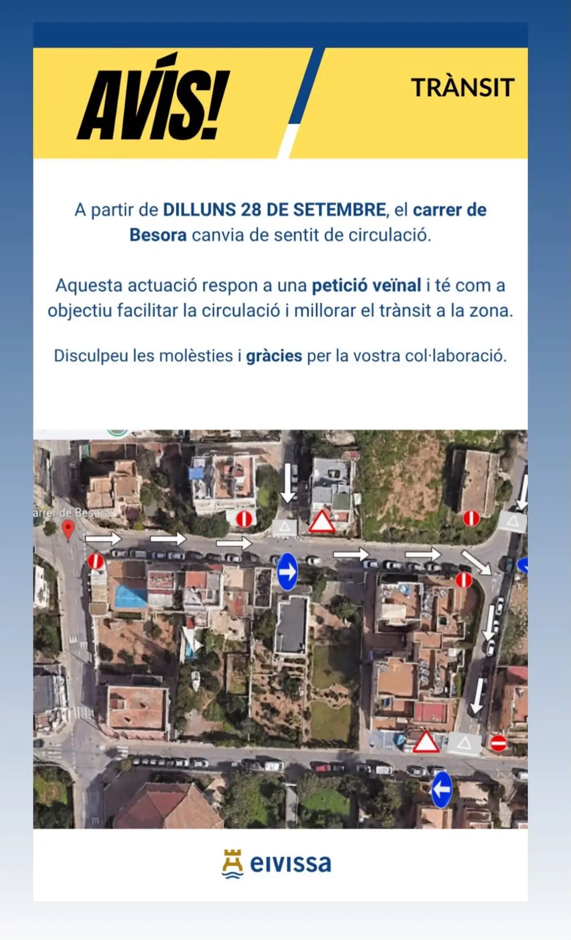 Atención conductor: anuncian cambios de sentido y restricciones de tráfico en dos zonas de Ibiza