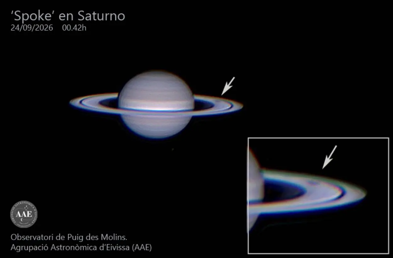 Captan desde Ibiza una «mancha inusual» en los anillos de Saturno
