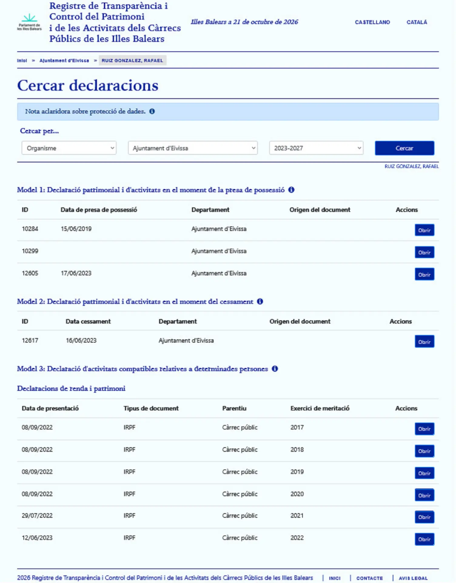 Los socialistas de Ibiza no han actualizado su declaración de la renta en toda esta legislatura