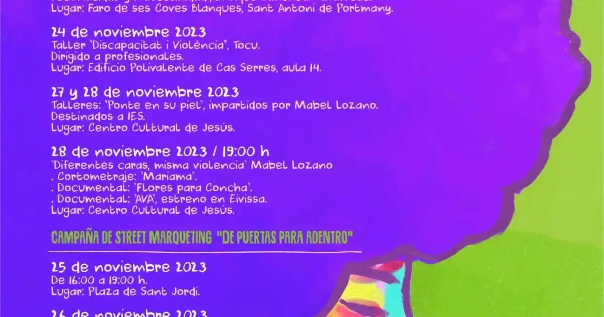 Ibiza: programa de actividades con motivo del 25N de cada municipio