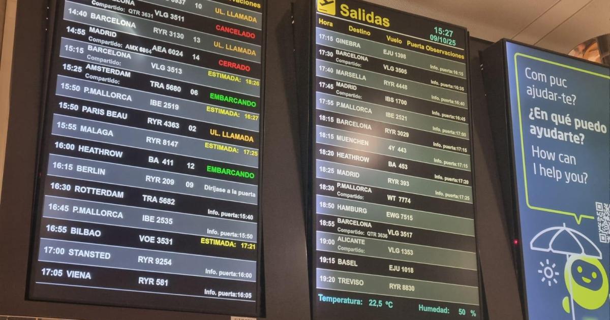 Retrasos, cancelaciones y goteras en el aeropuerto de Ibiza por la DANA 'Alice'