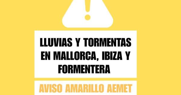 Activada la alerta amarilla por lluvias y tormentas en Ibiza y Formentera